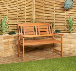 Rackhams Hawkshead 2 Seater Outdoor Wooden Garden Patio Bench - thumbnail 2