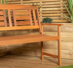 Rackhams Hawkshead 2 Seater Outdoor Wooden Garden Patio Bench - thumbnail 5
