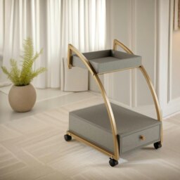 Rackhams Rolling Bedside Nightstand Table With Drawer Gold - thumbnail 3