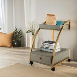 Rackhams Rolling Bedside Nightstand Table With Drawer Gold - thumbnail 5