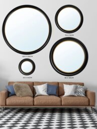 Rackhams Round Mirror - Black and Gold - 120 x 20cm - Oxford Round - thumbnail 3
