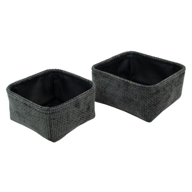 Rackhams Metro Square Fabric Storage Baskets for Home Organisation, Set of 2, Black - image 1