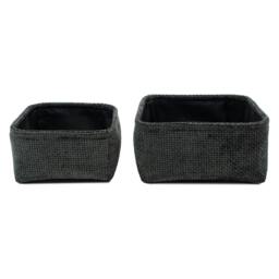 Rackhams Metro Square Fabric Storage Baskets for Home Organisation, Set of 2, Black - thumbnail 3