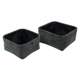 Rackhams Metro Square Fabric Storage Baskets for Home Organisation, Set of 2, Black - thumbnail 1