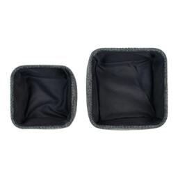 Rackhams Metro Square Fabric Storage Baskets for Home Organisation, Set of 2, Black - thumbnail 4
