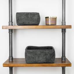 Rackhams Metro Square Fabric Storage Baskets for Home Organisation, Set of 2, Black - thumbnail 6