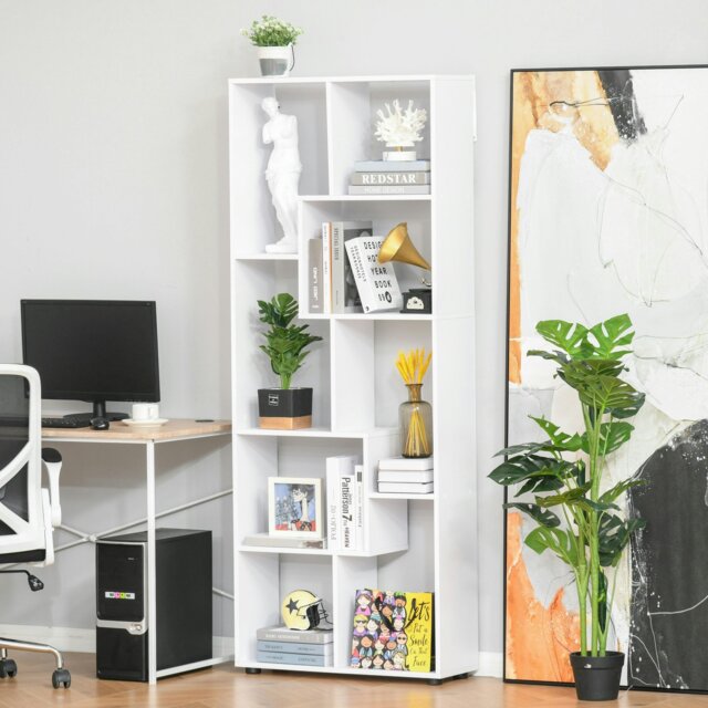 Rackhams Multipurpose 8-Grid Bookshelf Decorative Shelf, Bathroom, Kitchen - White - image 1