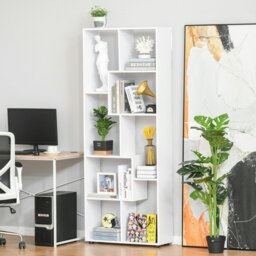 Rackhams Multipurpose 8-Grid Bookshelf Decorative Shelf, Bathroom, Kitchen - White