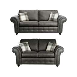 Rackhams Oakland Suede Sofa 3+2 Seater Fabric Sofa in Charcoal Black - 3 Seater - thumbnail 2
