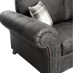 Rackhams Oakland Suede Sofa 3+2 Seater Fabric Sofa in Charcoal Black - 3 Seater - thumbnail 5
