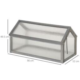 Rackhams Wooden Cold Frame Garden Polycarbonate Greenhouse with Openable Top Cover, Grow House for Flowers, Vegetables, Plants, 90 x 52 x 50cm, Grey - thumbnail 3