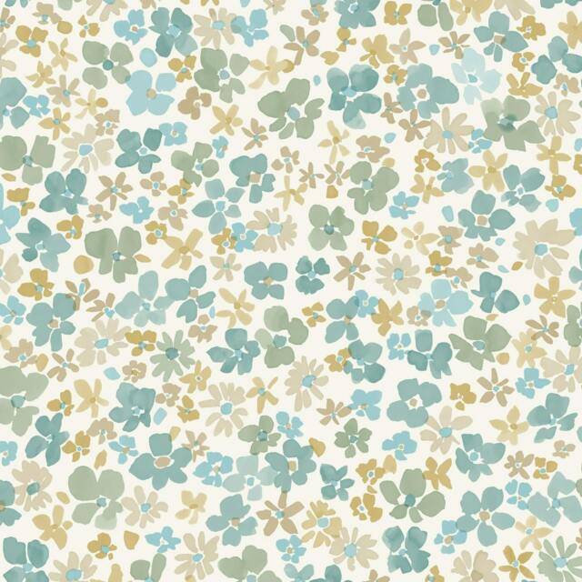 Rackhams Veronica Ditsy Daisy Floral Nursery Textured Wallpaper, Teal Green