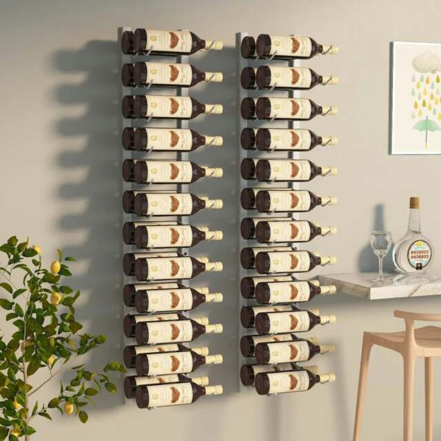 Rackhams Wall Mounted Wine Rack for 24 Bottles 2 pcs White Iron