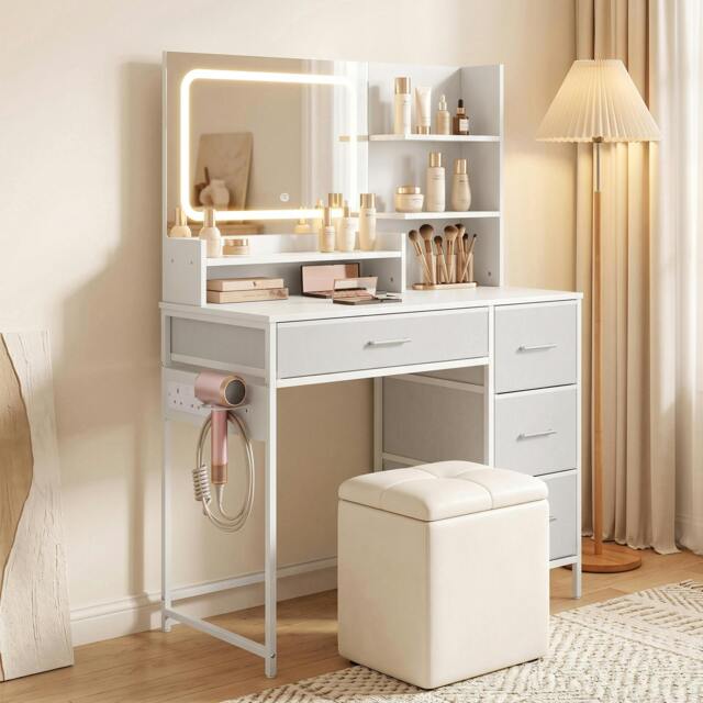 Rackhams Vanity Dressing Table with 3-Colour LED Mirror and Power Outlet - 88 - image 1