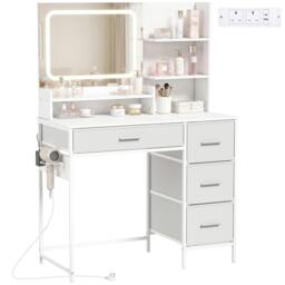 Rackhams Vanity Dressing Table with 3-Colour LED Mirror and Power Outlet - 88 - thumbnail 2