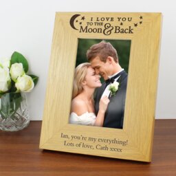 Rackhams Personalised 'To the Moon and Back' 6x4 Wooden Photo Frame - thumbnail 2