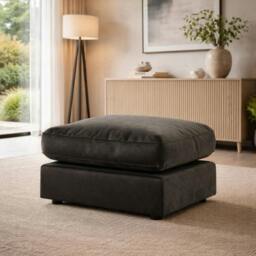 Rackhams Gavelle Living Room Furniture Range - Footstool - Plush Black - thumbnail 1