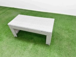 Rackhams PE Rattan Garden Furniture Set Reclining Chair Sofa Lounge Sofa Set Rectangular Coffee Table Side Table Big Footstool Light Grey - thumbnail 2