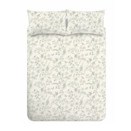 Rackhams Thea Floral 200 Thread Count Cotton Reversible Duvet Cover Set Green - King - Green - thumbnail 5