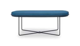 Rackhams Finn Ottoman Stools - Matt Black - Blue Seat Upholstery - thumbnail 1