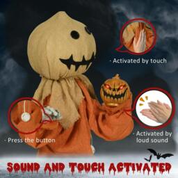 Rackhams 77cm Halloween Scarecrow Decoration, Outdoor Activated Prop with Light Up Eyes, Sound Activated - thumbnail 6