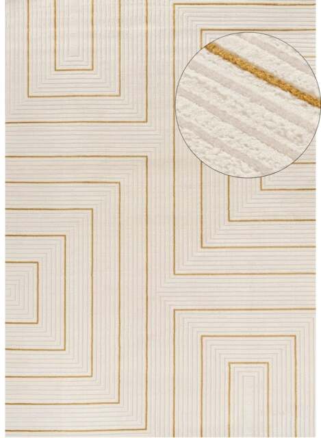 Rackhams Carmel Cream-Gold Geometric Rug - 6040 - 80X150 cm - image 1