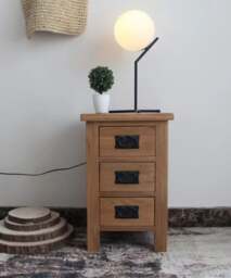 Rackhams Bedside Cabinet, Modern Bedside Table Nightstand with Metal Handles, 3 Drawer Chest of Drawers - Oak - Oak