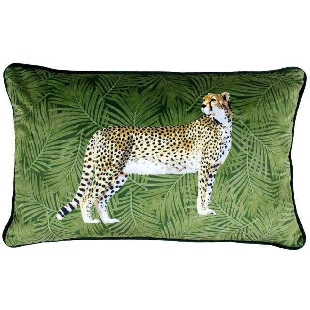 Rackhams Cheetah Forest Cushion Cover - Green - 30 x 50cm - Green - 100% Polyester - image 1