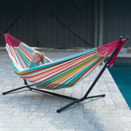 Rackhams Double Cotton Hammock with Stand (280cm) - Salsa - thumbnail 2