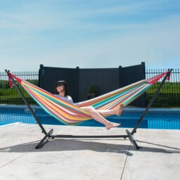 Rackhams Double Cotton Hammock with Stand (280cm) - Salsa - thumbnail 3