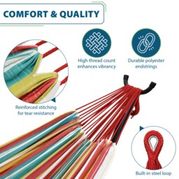 Rackhams Double Cotton Hammock with Stand (280cm) - Salsa - thumbnail 4