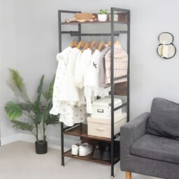 Rackhams Industrial Heavy Duty Metal Open Wardrobe With Shelves Rustic Brown - thumbnail 5