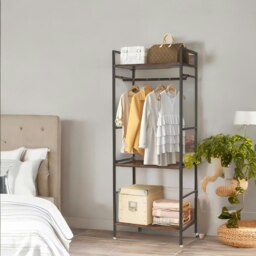 Rackhams Industrial Heavy Duty Metal Open Wardrobe With Shelves Rustic Brown - thumbnail 2