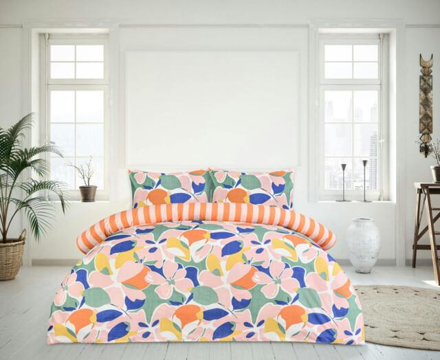 Rackhams Luxury Super Soft Reversible Abstract Floral Duvet Cover With Pillowcase - King (220cm x 230cm) - image 1