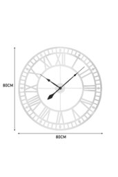 Rackhams 80cm Dia Silver Roman Numerals Metal Wall Clock - Silver - thumbnail 6