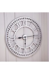 Rackhams 80cm Dia Silver Roman Numerals Metal Wall Clock - Silver - thumbnail 4