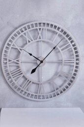 Rackhams 80cm Dia Silver Roman Numerals Metal Wall Clock - Silver