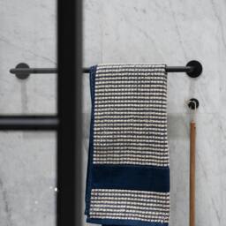 "Rackhams Matt Black Stainless Steel Towel Rail 61.8cm/24.3"" Self Adhesive Wall Mounted Bathroom Towel Holder" - thumbnail 2