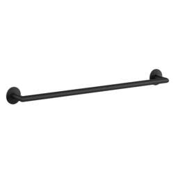 "Rackhams Matt Black Stainless Steel Towel Rail 61.8cm/24.3"" Self Adhesive Wall Mounted Bathroom Towel Holder" - thumbnail 1