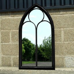Rackhams Milton Black Metal Frame Arch Window Wall Mirror 112cm x 61cm - Brown - thumbnail 3