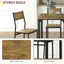 Rackhams 3 Pcs Compact Dining Table 2 Chairs Set Rustic Brown - thumbnail 5