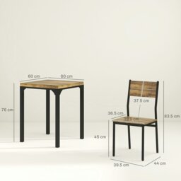 Rackhams 3 Pcs Compact Dining Table 2 Chairs Set Rustic Brown - thumbnail 6