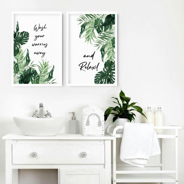 Rackhams Art in bathroom - Set of 2 wall art prints - 12 x 16 inches / 30.5 x 40.65 cm - Polyester Canvas 260 gsm - Canvas wrapped - image 1