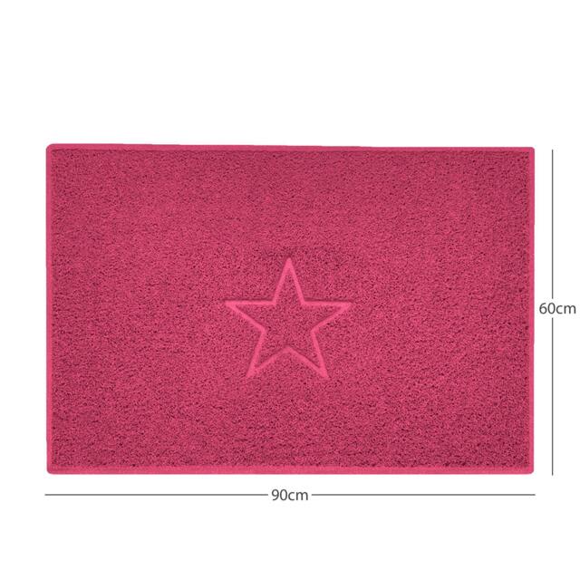 "Rackhams ""Star"" Embossed Loofah Textured Spaghetti Doormat - Pink - 90cm x 60cm - Yes (Suitable for Indoors)" - image 1