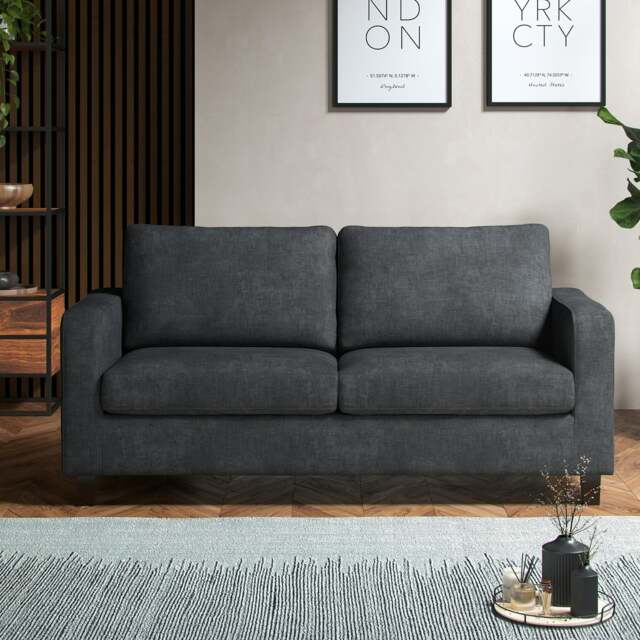 Rackhams York Grey Turin Fabric 3 Seater Sofa - image 1