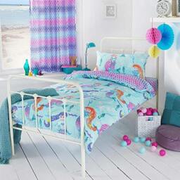 Rackhams Girls Mermaid Duvet Cover Set - Multicolour - Toddler (120x150cm) - Multicolour - 52% Polyester/48% Cotton