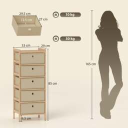 Rackhams Chest of Drawers, 4 Drawers Dresser with Bamboo Frame - thumbnail 4