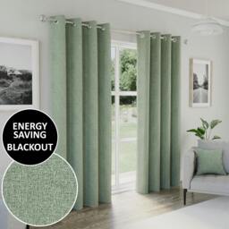 "Rackhams 100% Blackout Curtains - Thermal/Energy Saving Linen Look Pair with Eyelets For Living Room & Bedrooms - Blush - 46"" (117cm) Width x 54"" (137cm) Drop" - thumbnail 6