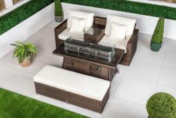 Rackhams Havana 2 Seat Modular Sofa Rattan Garden Balcony Furniture Set Outdoor Drinks Cooler Table, Fire Pit Coffee Table & Bench - Grey - 1 - thumbnail 6