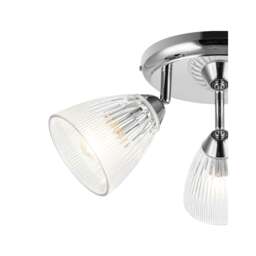 Rackhams Athella Bathroom 3 Light Ribbed Glass Spotlight - Chrome - thumbnail 4